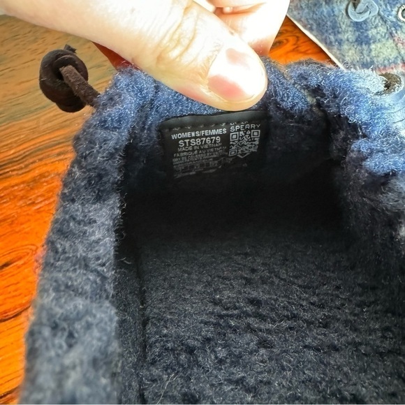 Sperry Pier Wave LTT Teddy Wool Boat Shoes in navy multi size 7 - Picture 13 of 15